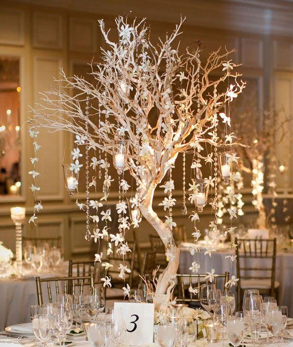 arbre centre de table mariage theme hiver